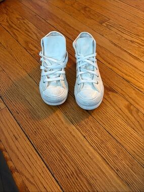 Kids High-Top Canvas Sneakers in White